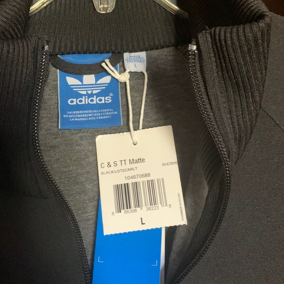 Adidas Vintage (NWT) (L) Collared, Zippered Jacket w/Colorful Logo on sleeve too - Picture 3 of 7